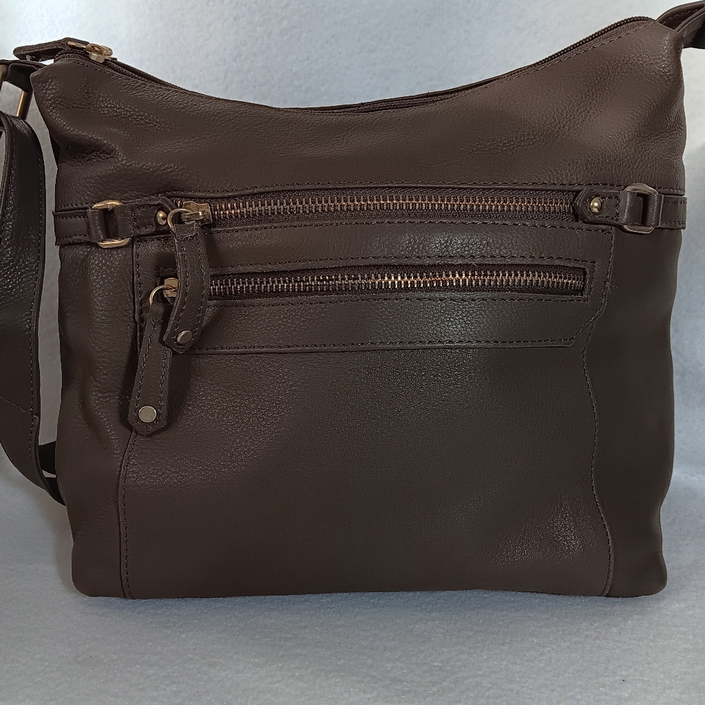 Taupe Leather Crossbody Bag